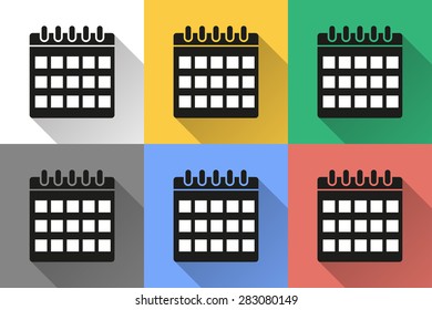 Calculator icon with long shadow, flat design. Vector illustration.