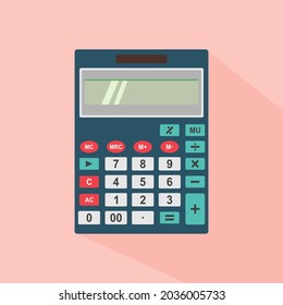 Calculator icon with long shadow, calculator modern flat style illustration vector, calculator in a trendy style design.