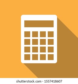 Calculator icon with long shadow on  orange background Eps10.
