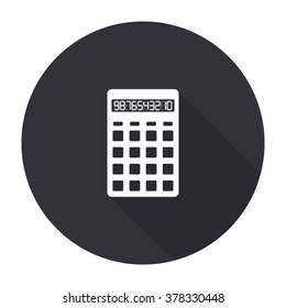 calculator icon with long shadow - vector round button
