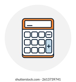 Calculator Icon. Math Tool, Budget Estimation. Illustration for Finance and Calculation Concept.