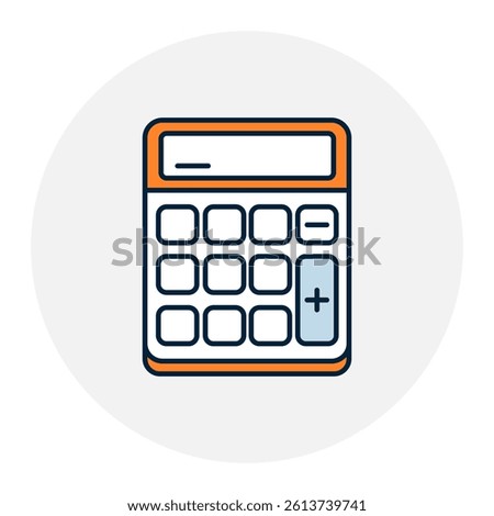 Calculator Icon. Math Tool, Budget Estimation. Illustration for Finance and Calculation Concept.