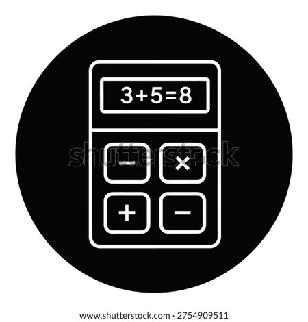 Calculator icon with mathematical operations on display screen icon