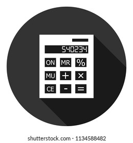 Calculator icon. Mathematics calculator icon. Gray background with shadow. Vector flat sign.