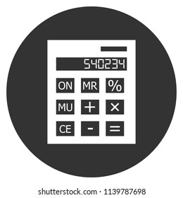 Calculator icon. Mathematics calculator icon. Gray background. Vector flat sign.