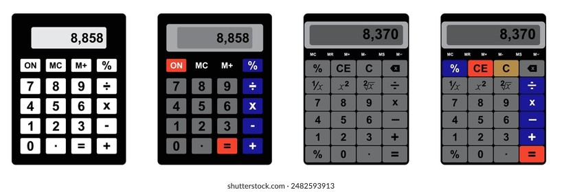 Calculator icon, mathematics symbol. Colored calculator icon isolated on white background. Vector illustration.