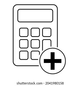 Calculator icon, mathematics web button vector illustration. Internet website finance technology design .