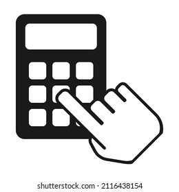 Calculator icon, mathematics web button vector illustration. Internet website finance technology design .