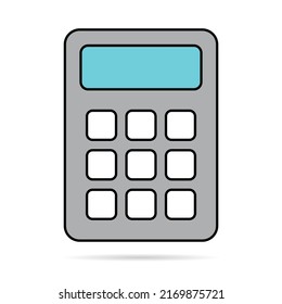 Calculator icon, mathematics web button vector illustration. Internet website finance technology design .