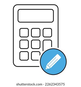 Calculator icon, mathematics web button vector illustration. Internet website finance technology design .