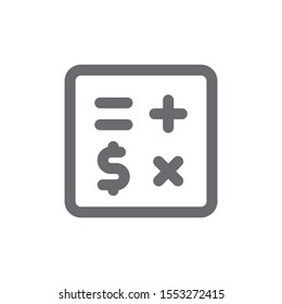 Calculator icon, money or math