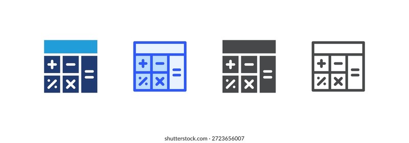 Symbol für mehrere Stilkollektionen des Rechners. Vektorgrafik.