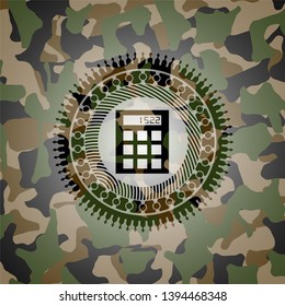 calculator icon on camouflage pattern