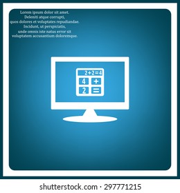 calculator icon on computer screen, vector