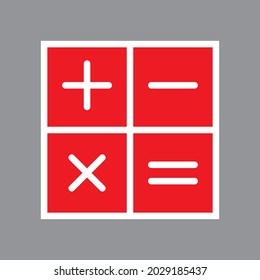 icono de calculadora en fondo gris. Diseño plano. Vector EPS 10.
