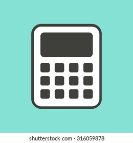 Calculator  icon on a green background, flat design. Vector illustration.