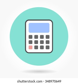 Calculator  icon  on green background. Flat vector illustration.