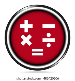 Calculator icon, calculator on red button