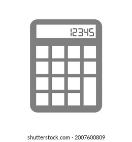 Calculator Icon on white background, digit number gray calculator flat, suitable for wesite icon, etc.