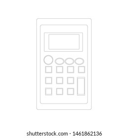 Calculator icon in outline black line style isolated on white background. Vector Illustration