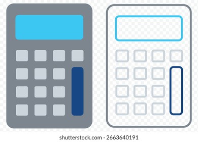 Ícone da calculadora coleção de contornos ou definido em preto e branco. Calculadoras isoladas em fundo branco. ícone da calculadora ilustração. ícone da calculadora de vetor. calculadora ícone de preenchimento do contorno eps 10