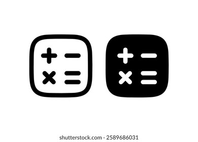 Calculator icon in outline and solid style Vector