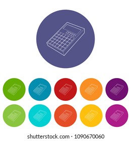 Calculator icon in outline style isolated on white background. Calculations symbol