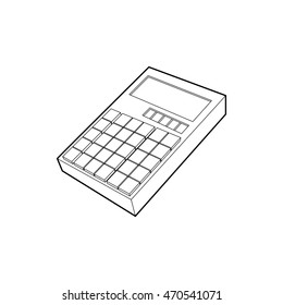 Calculator icon in outline style isolated on white background. Calculations symbol