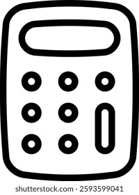 Calculator icon with an outline style, suitable for education, mathematics, and finance themes.