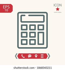 calculator icon, outline vector illustration.