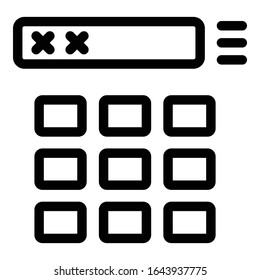 Icono de calculadora. Icono de vector de cálculo de esquema para diseño web aislado en fondo blanco