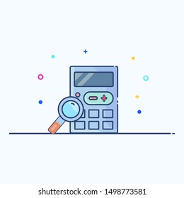 Calculator icon in outlined flat color style. Vector illustration. - Vector