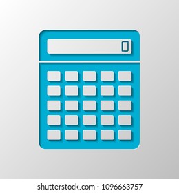 Calculator icon. Paper design. Cutted symbol with shadow