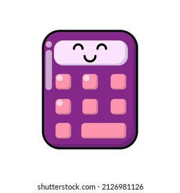 Calculator icon for patches, badges, stickers, logos. Cute funny cartoon character icon in asian japanese kawaii style, flat illustration. Vector symbol doodle.