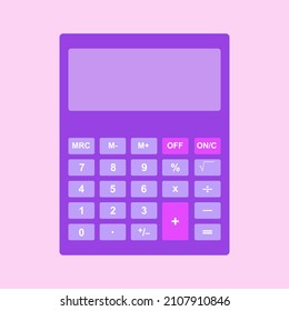 Calculator icon in pink monochrome. Pink calculator. Cartoon illustration, vector.