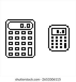 Ícone da calculadora Pixel Art, Dispositivo de cálculo eletrônico portátil com funções matemáticas Ilustração de arte vetorial, Digital Pixelated Form