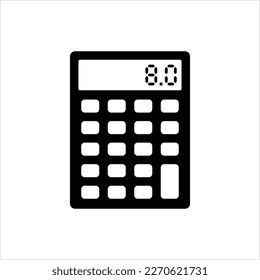 Calculator Icon, Portable Electronic Calculation Device With Mathematic Functions Vector Art Illustration