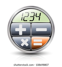 Calculator icon with reflection and shadow on a white background