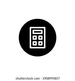 Calculator icon in round black style. Vector