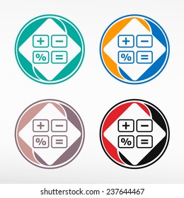 Calculator icon - round color set. Web icon element.