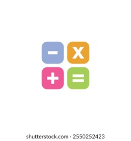 Calculator Icon School Math Symbol Set Stock Vector