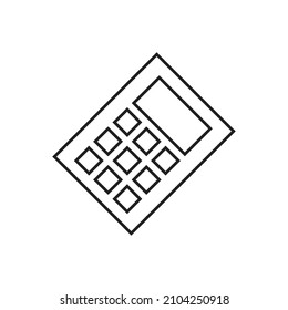 Calculator icon for school vector line style on white background.