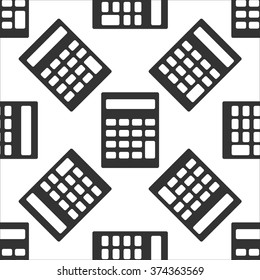 Calculator icon seamless pattern on white background. Vector Illustration