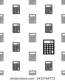 Calculator Icon Seamless Pattern, Portable Electronic Calculation Device With Mathematic Functions Vector Art Illustration