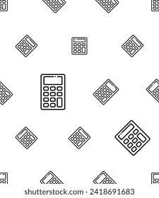 Calculator Icon Seamless Pattern, Portable Electronic Calculation Device With Mathematic Functions Vector Art Illustration