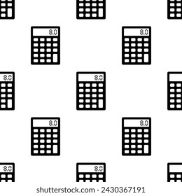 Calculator Icon Seamless Pattern, Portable Electronic Calculation Device With Mathematic Functions Vector Art Illustration