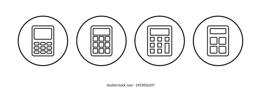 Conjunto de iconos de la calculadora. Icono de calculadora de cuentas. vector de calculadora