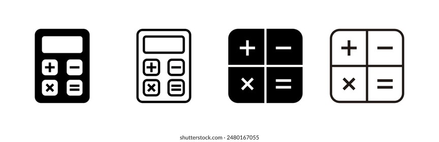 Conjunto de iconos de calculadora. Icono de calculadora contable. Vector de calculadora