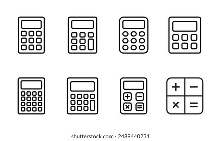 Conjunto de iconos de calculadora. Icono de calculadora contable. Vector de calculadora