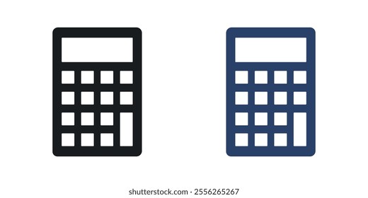 Calculator icon set in black and colored versions.